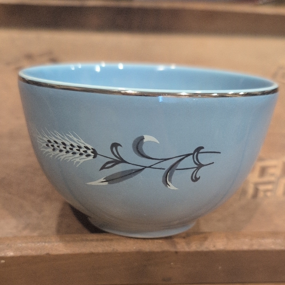 Taylor Smith Blue Ceramic Bowl with Silver Trim